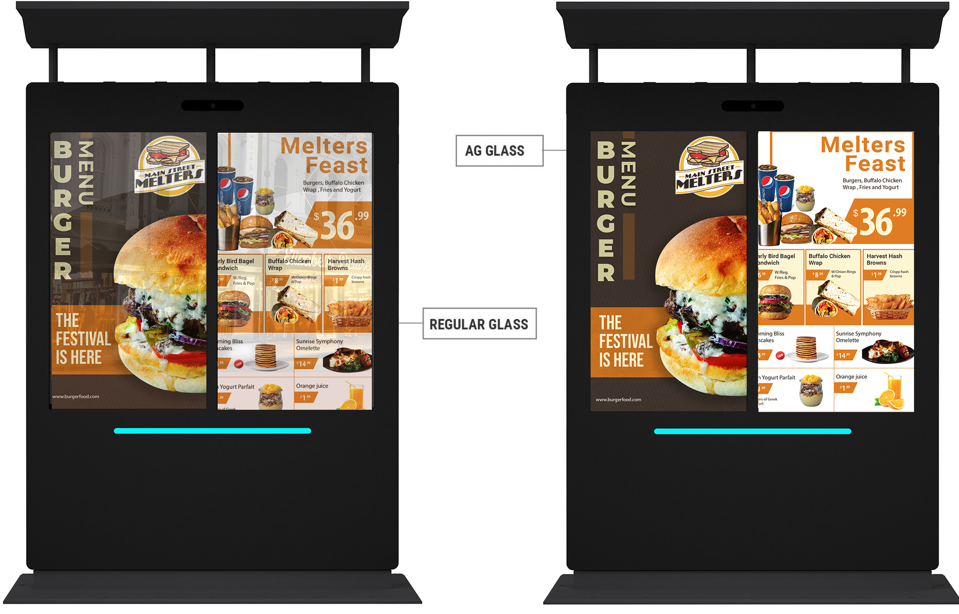 55 Outdoor Drive Thru Digital Menu Board D2 Series Dual Screens IP 65