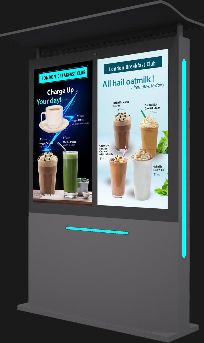 49" Outdoor Drive Thru Digital Menu Board D2 Series Dual Screens 1