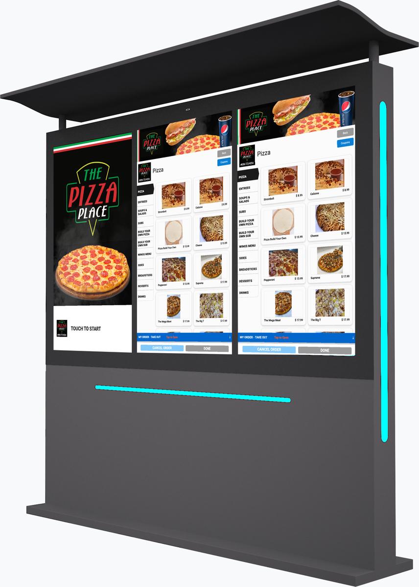 49" Outdoor Drive Thru Digital Menu Board D3 Series Three Screens Mockup2