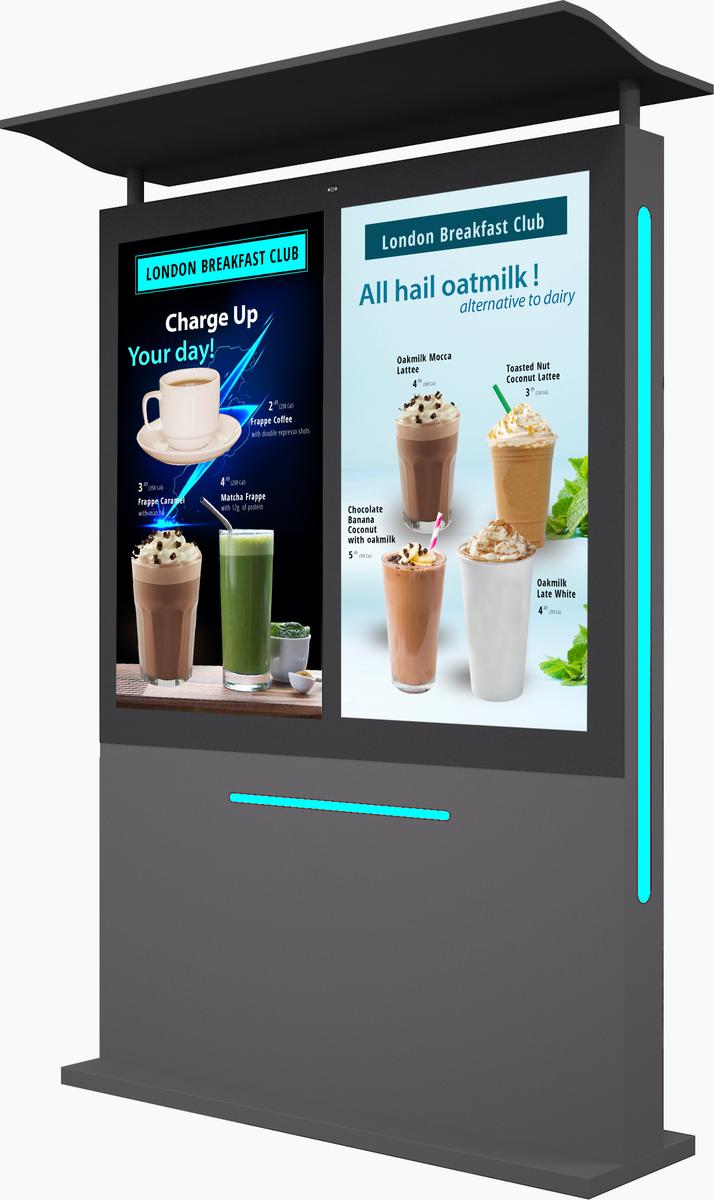 49" Outdoor Drive Thru Digital Menu Board D2 Series Dual Screens 1