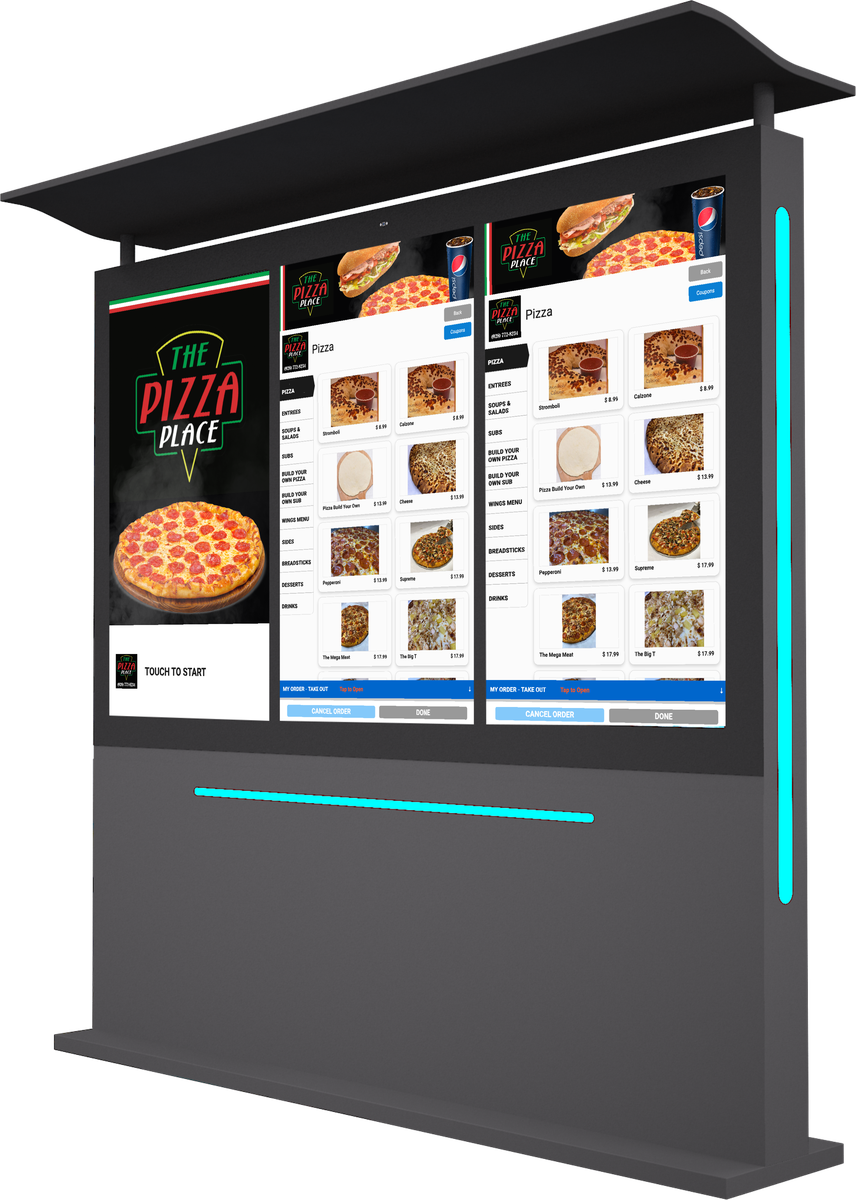 49" Outdoor Drive Thru Digital Menu Board D3 Series Three Screens Mockup2