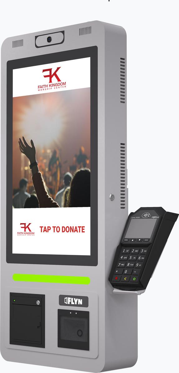 21.5" Self Ordering Kiosk Flex New Pos Wallmount white Model Mockup 4