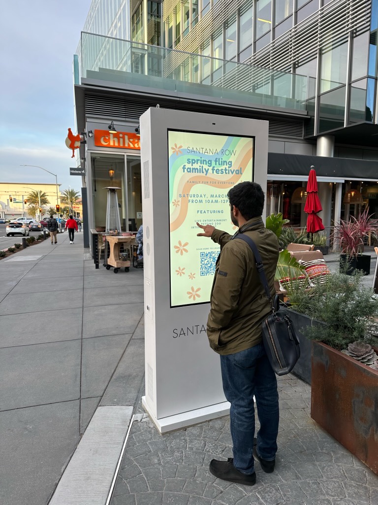 Case Study: Eflyn's Outdoor Touch Screen Digital Signage Revolutionizes Santana Row San Jose